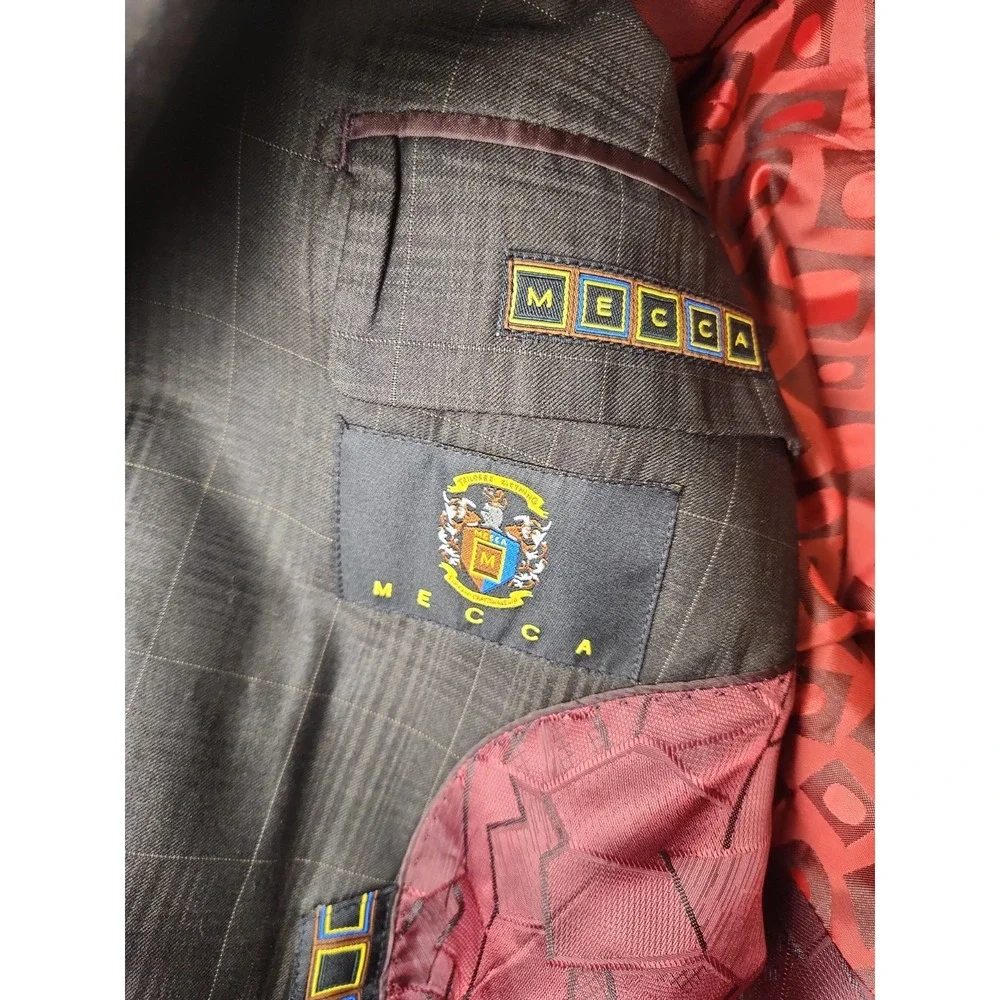 Mecca 2 Piece Dark Brown Suit Glen Check Pattern Sz52